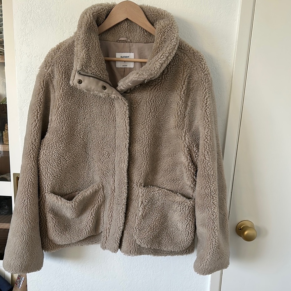 Old Navy Cropped Tan Sherpa Jacket